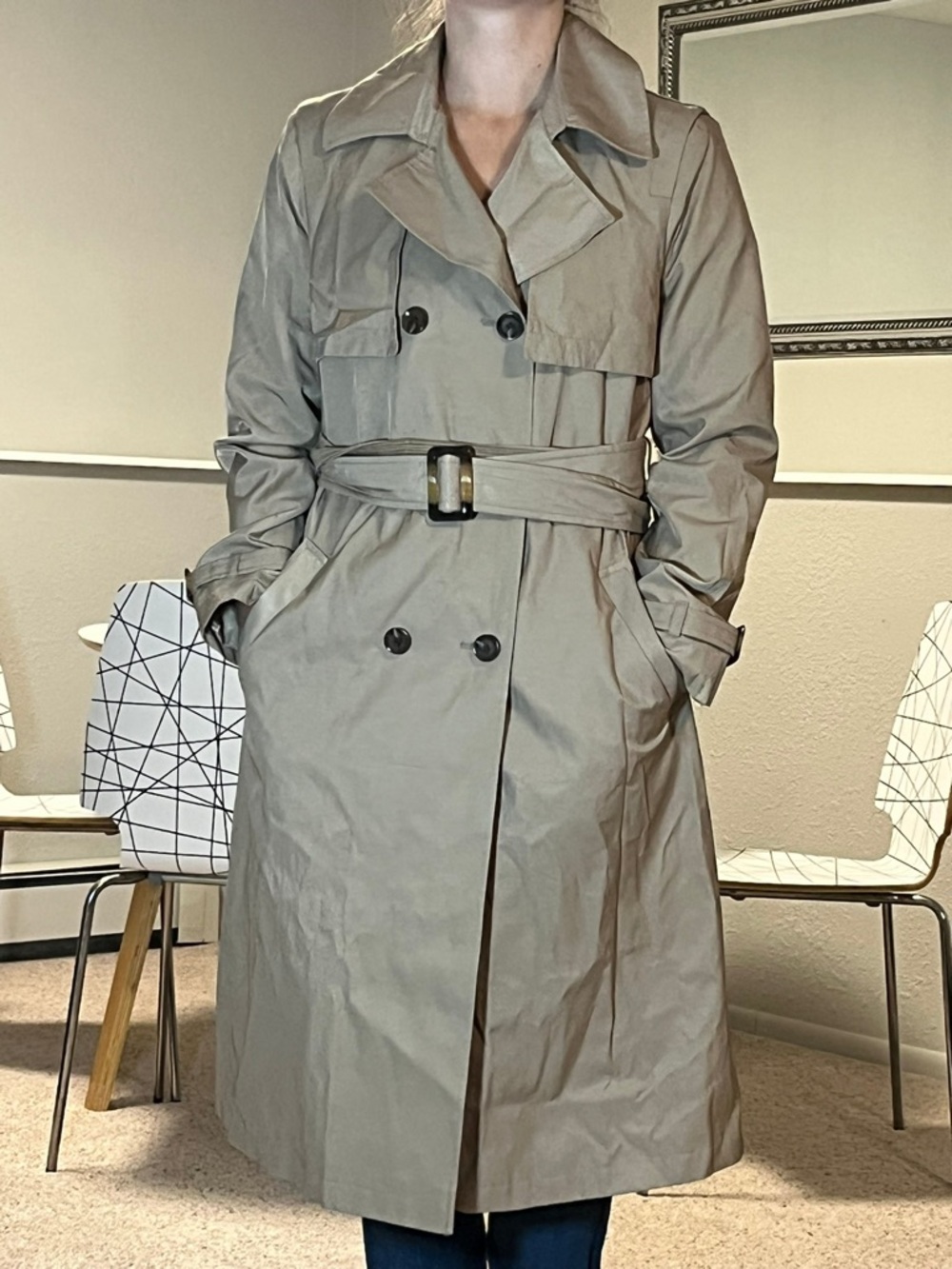 Single Breasted Trench Coat - Tan